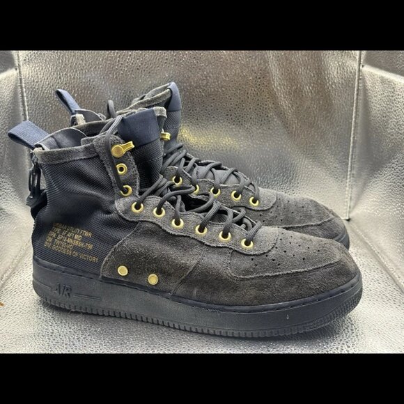 Size 11 - Nike SF Air Force 1 Mid 'Obsidian' Navy Blue/Gold Mens 917753-400 - Picture 6 of 13